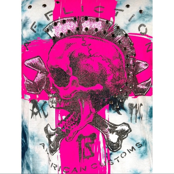 Affliction Women's T-shirt Tank Top Mohawk Biker Tattoo - Picture 4 of 6